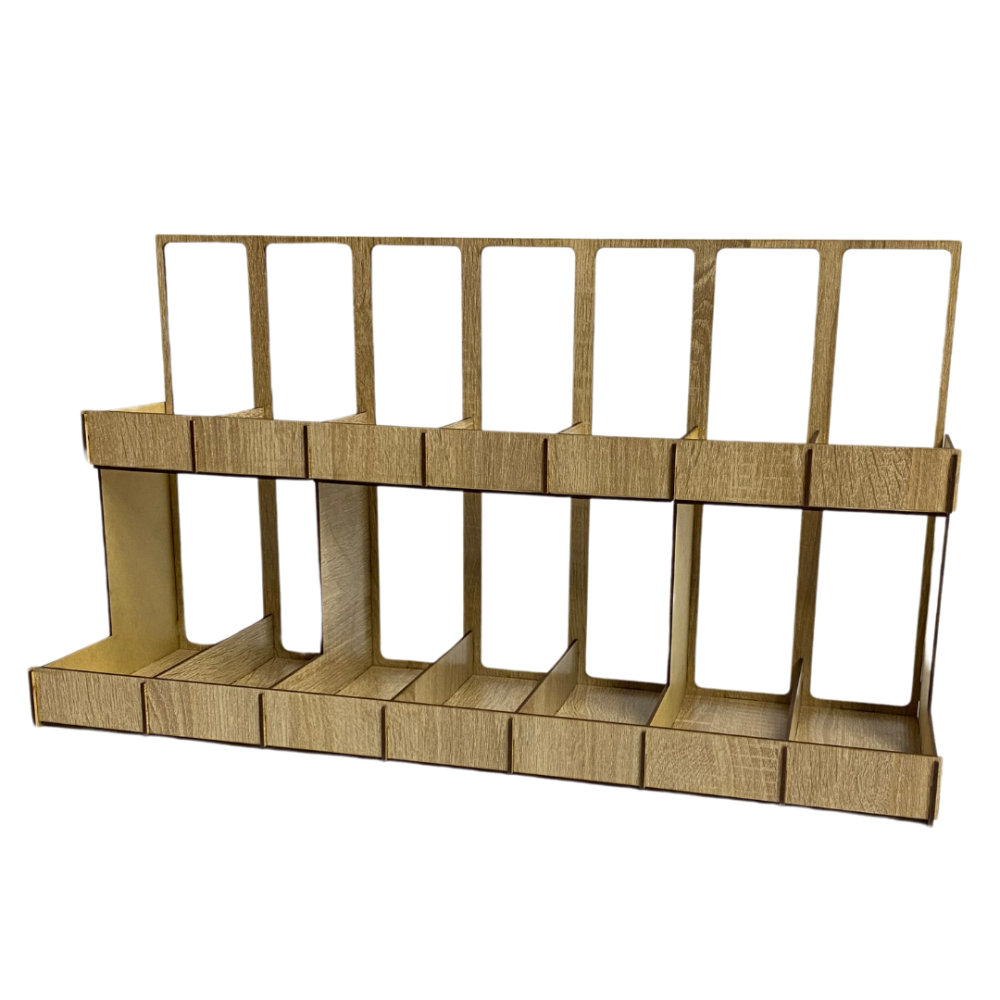 Полка для специй деревянная, органайзер под банки на 14 секций, стеллаж двухъярусный, куххоный для хранения Каменец-Подольский - изображение 2