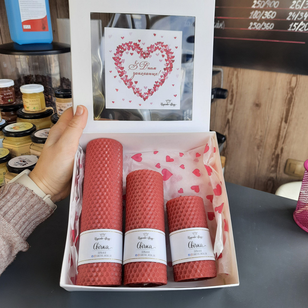 Набір свічок з вощини різної довжини. Натуральний віск. Колір – корал Одеса - фото 2