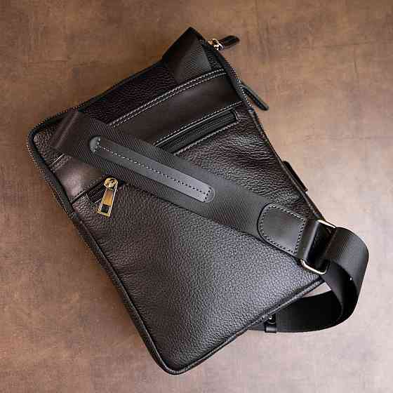 Сумка мужская планшет на два отделения кожаная флотар Черная (SHVIGEL) Киев