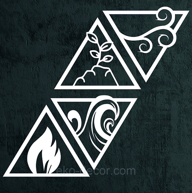 Декоративное настенное Панно «Огонь-вода-земля-воздух» Декор на стену 54*65 см (4 шт.), Белый Киев - изображение 3