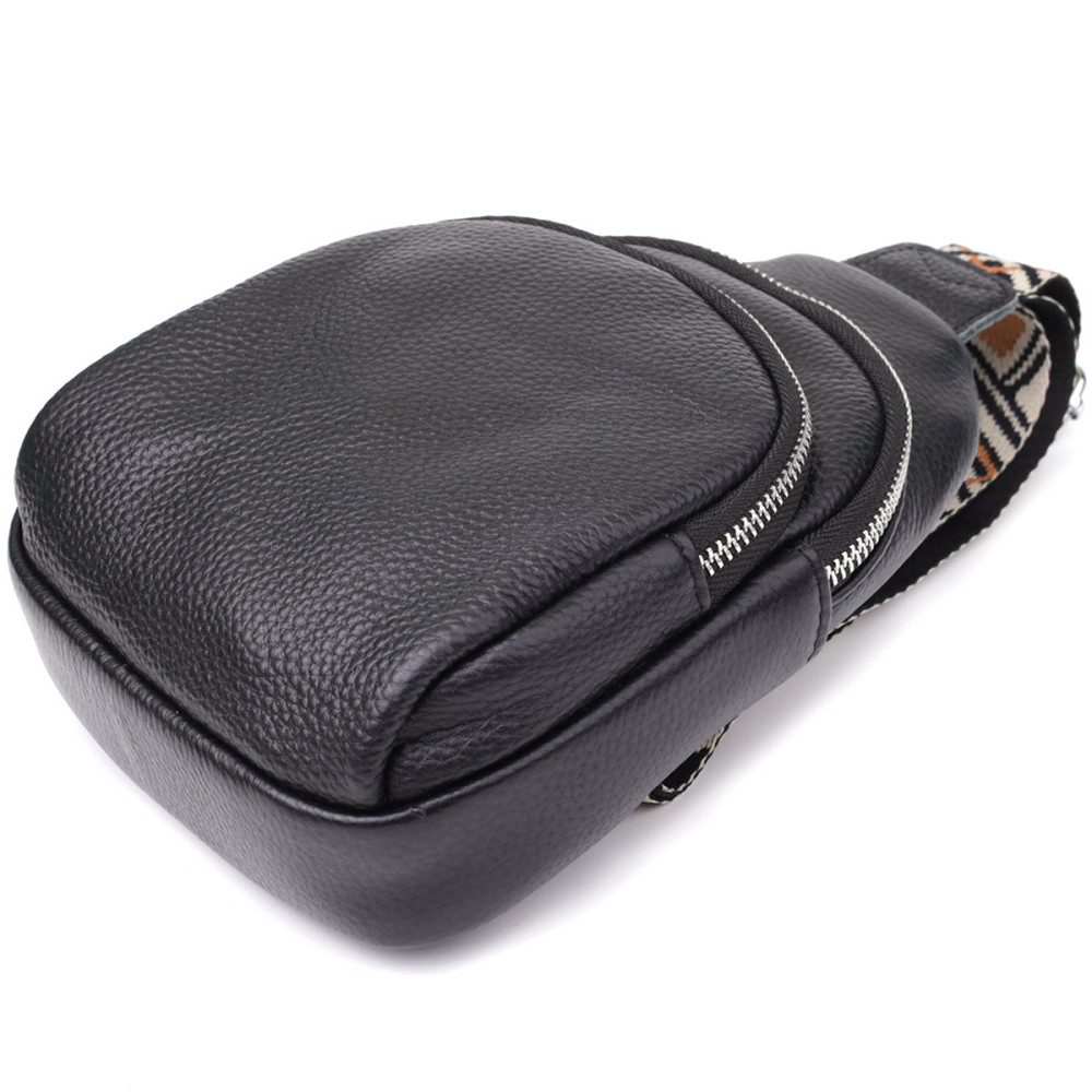 Жіноча сумка слінг із натуральної шкіри Vintage 22935 Чорний Київ - фото 6