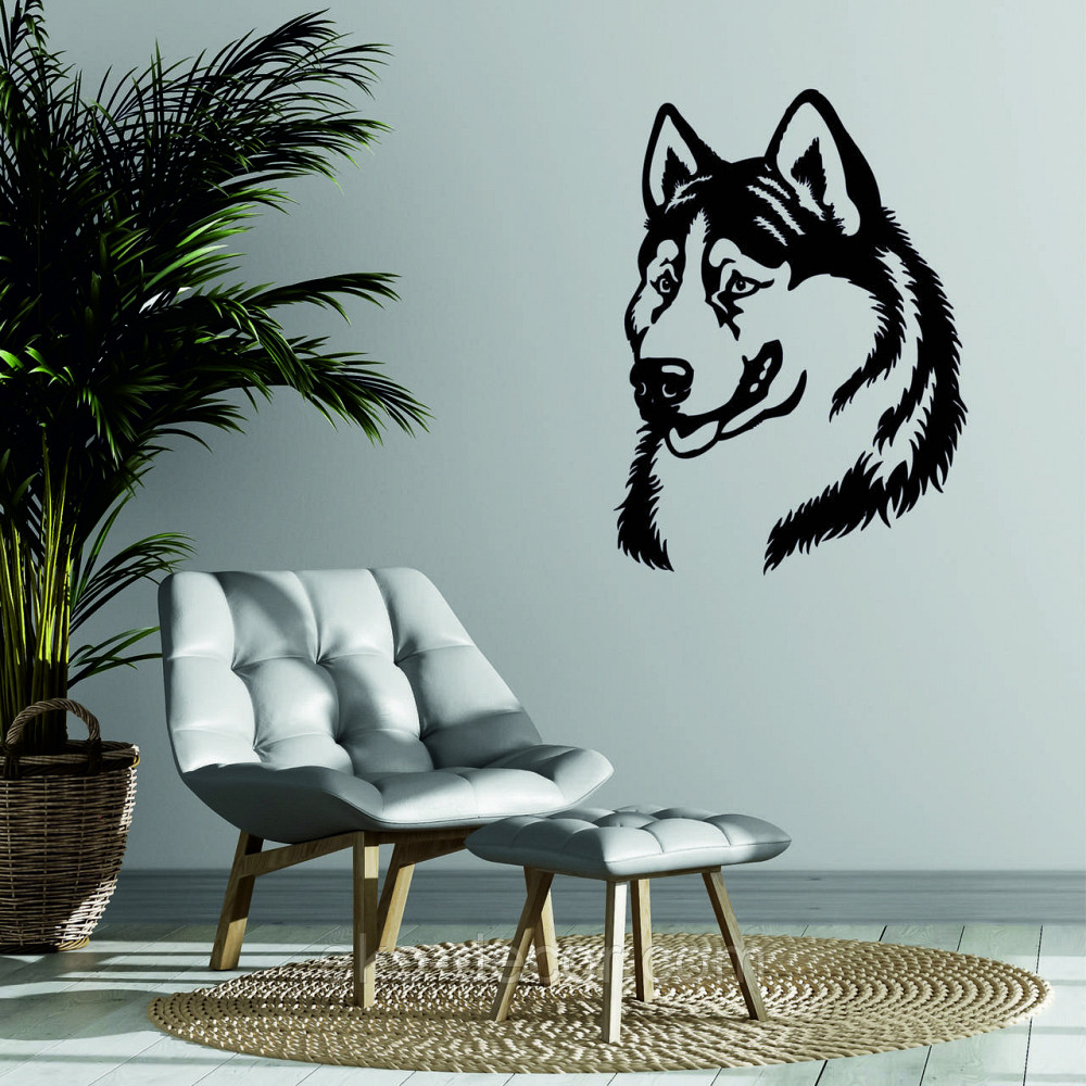 Декоративное настенное Панно «Хаски» , Декор на стену 110*80 см, Черный Киев - изображение 1