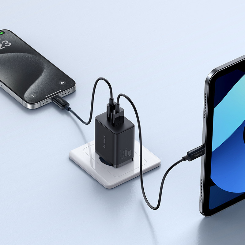 Мережевий зарядний пристрій Baseus Cube Fast Charger C+U 30W EU Cluster Black Київ - фото 10