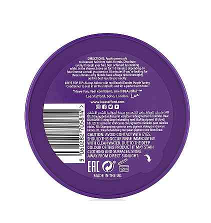 Маска від жовтизни освітленого волосся Bleach Blondes Purple Toning Treatment Mask Lee Stafford 200 мл Київ