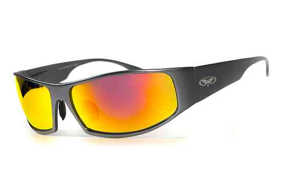 Окуляри захисні Global Vision BAD-ASS-1 GunMetal (G-Tech™ red) дзеркальні червоні в темній металевій оправі Запоріжжя