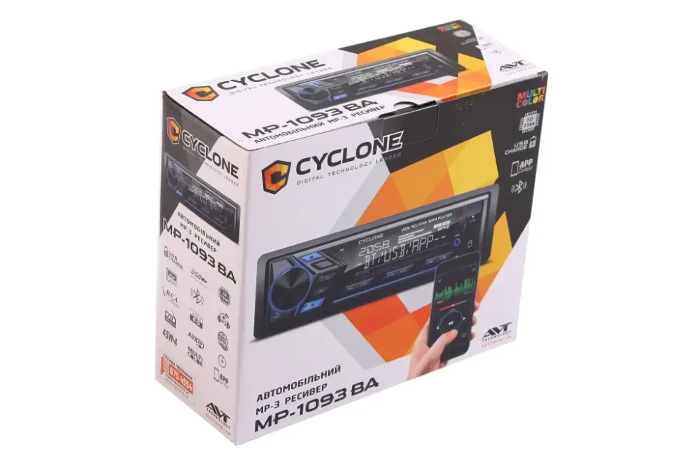 Автомагнітола Cyclone MP-1093 RGB BT/USB+USB Charge/MicroSD/ISO/доп. розєм /ПДУ/Eway Link Вінниця - фото 5