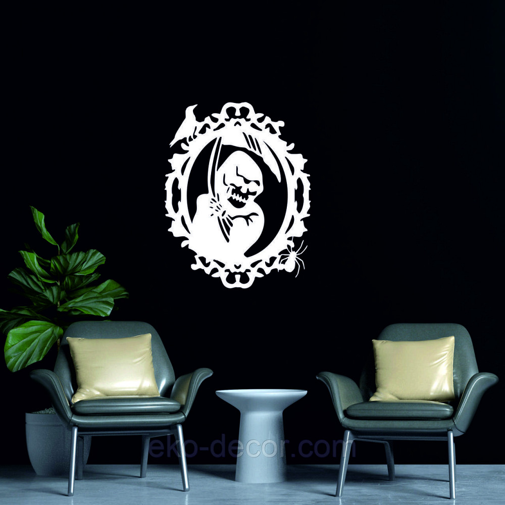 Декоративное настенное Панно «Смерть с косой», Декор на стену 90*70 см, Белый Киев - изображение 3