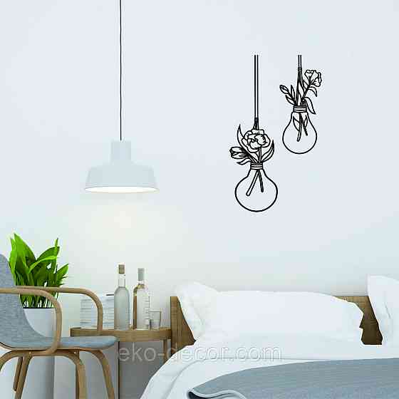 Декоративне настінне Панно «Лампочки», Декор на стіну 90*52 см, Чорний Київ