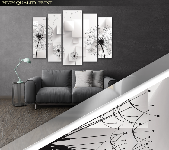 Модульна картина у вітальню / спальню Абстракція Кульбаби Art-397_5 ( 80х118см ) Київ