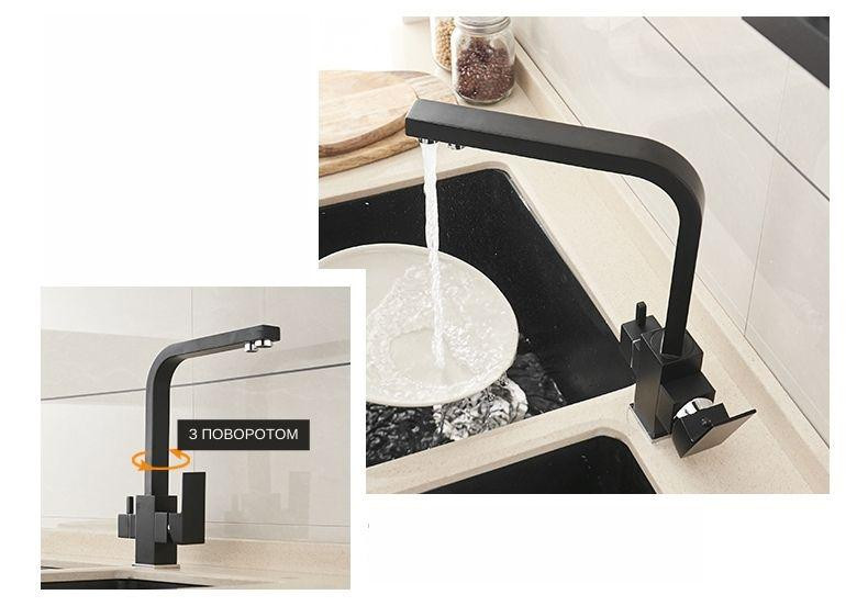 Змішувач для кухні WanFan з краном для фільтрованої води, для гарячої та холодної води, 2 види подачі води Кам'янець-Подільський - фото 2