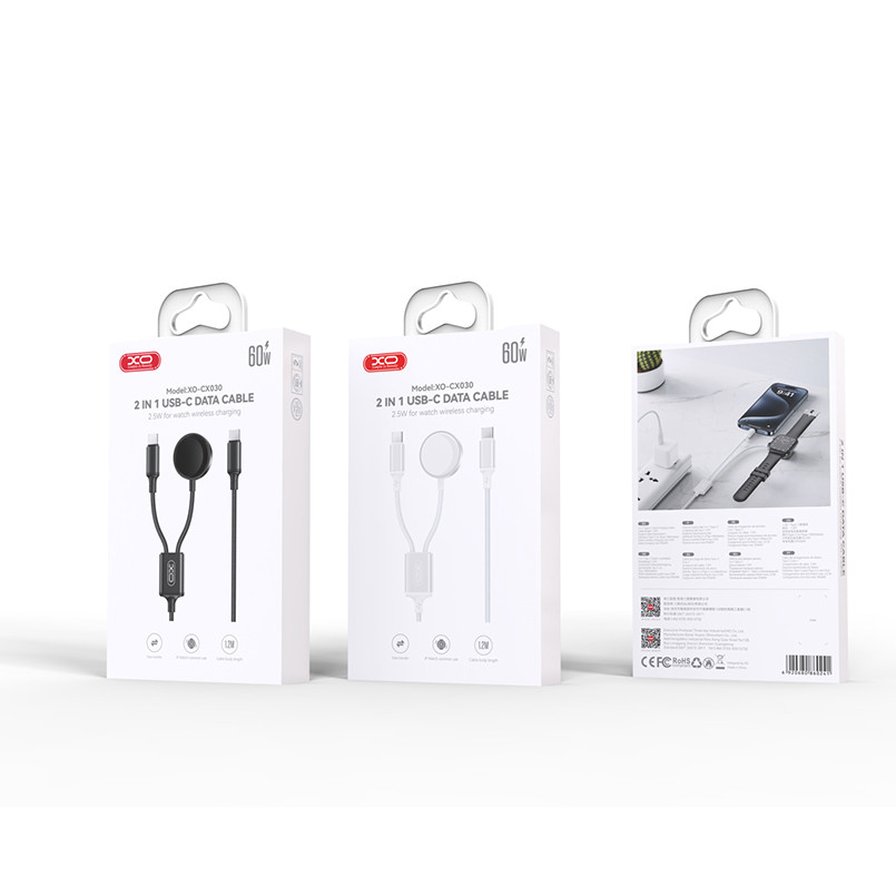 Бездротовий зарядний пристрій XO CX030 2в1 Type-c + Watch Charger білий Львів - фото 5