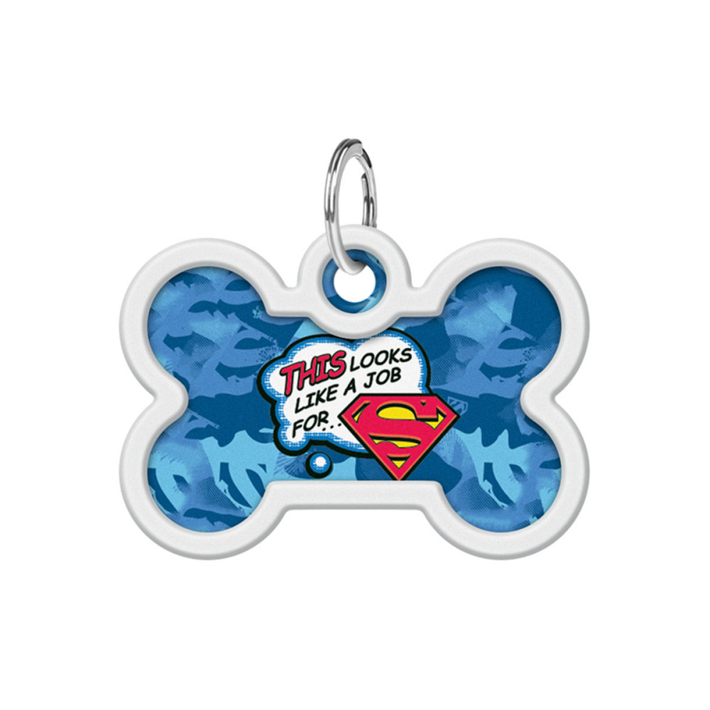 Адресник для собак і котів металевий WAUDOG Smart ID з QR паспортом, малюнок "Робота для Супермена", кістка, Д 40 мм, Ш 28 мм Київ - фото 2