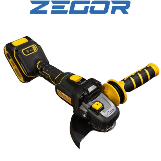 Потужна кутова акумуляторна шліфмашина Zegor AGTG-21BL-125 (акум 21V 4.0Ah 1шт і зп) (Серія Tiger) Київ