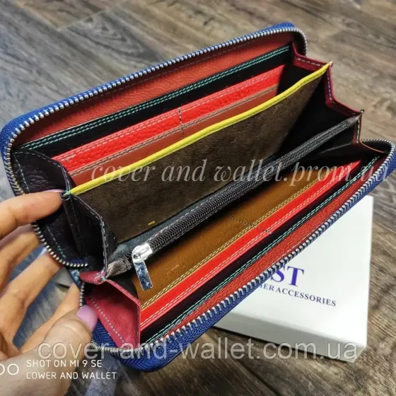 Красивый женский кожаный кошелёк на молнии фиолетового цвета ST Leather Киев