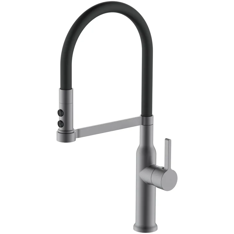 Кухонный смеситель Mixxus Premium PULL 017 графит с черным силиконовым изливом (MI8278) Харьков - изображение 1