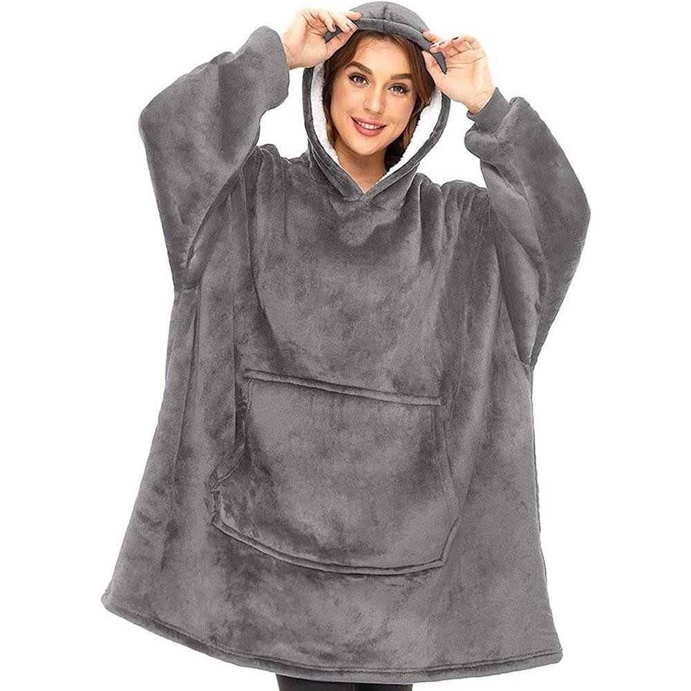 Плед толстовка с капюшоном (100х80см) HUGGLE HOODIE, Серый / Плед-худи / Оверсайз толстовка плед с капюшоном Киев - изображение 4