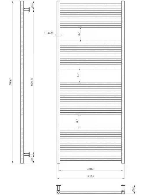 Водяной полотенцесушитель Mario INOX Гера 1500х630/600 Киев - изображение 3