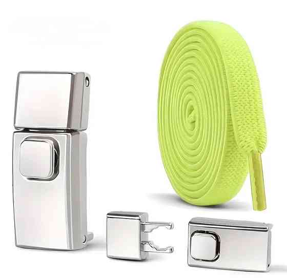 Еластичні шнурки без зав'язок з металевими застібками Салатовий Смела