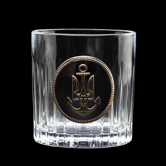 Набор хрустальных бокалов для виски Шеврон ВМФ Boss Crystal (2 бокала) декорирован серебром и золотом Киев