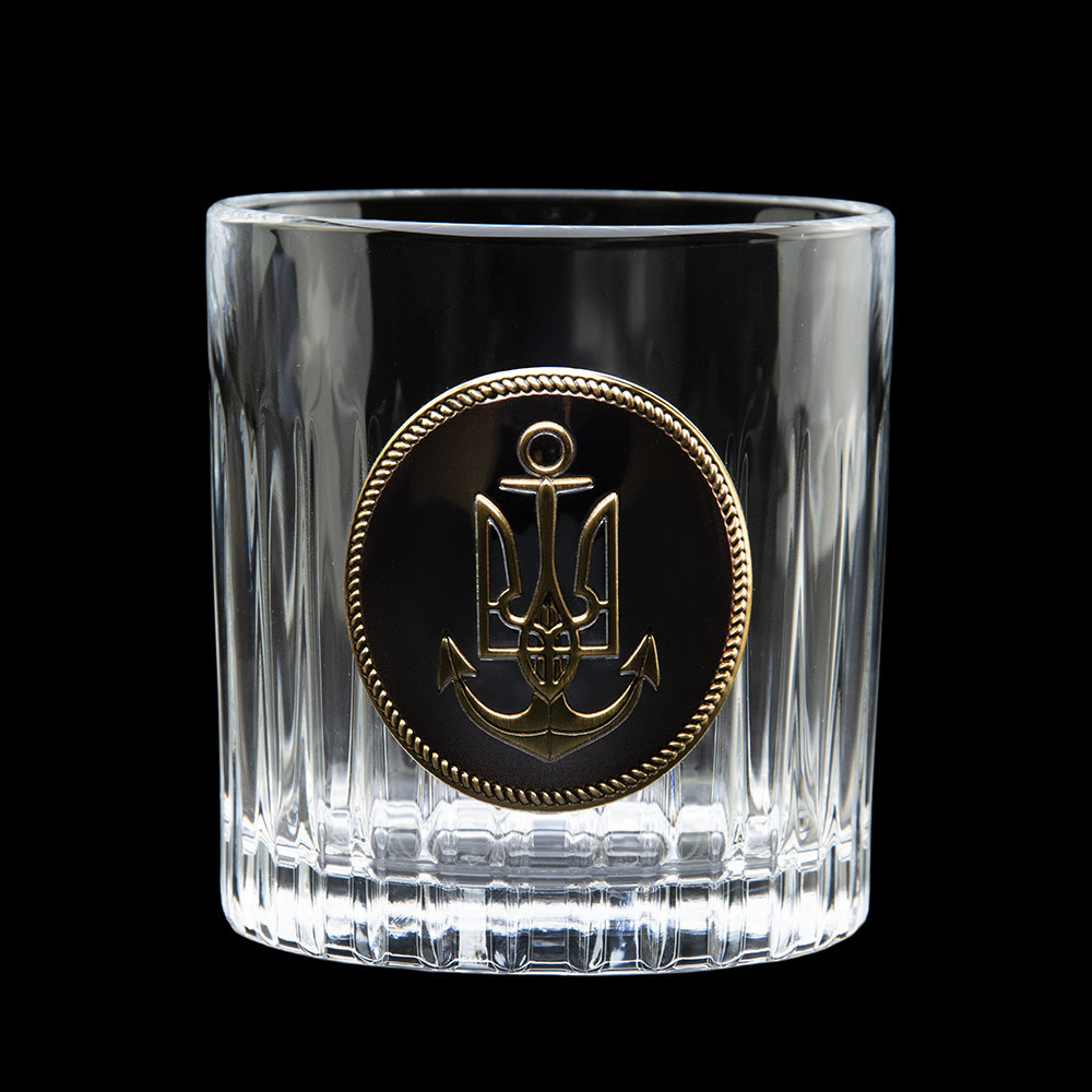 Набор хрустальных бокалов для виски Шеврон ВМФ Boss Crystal (2 бокала) декорирован серебром и золотом Киев - изображение 2