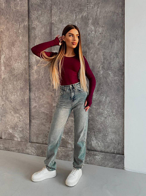 Жіночий базовий лонгслів із мікродайвінгу Бордо Одеса - фото 10