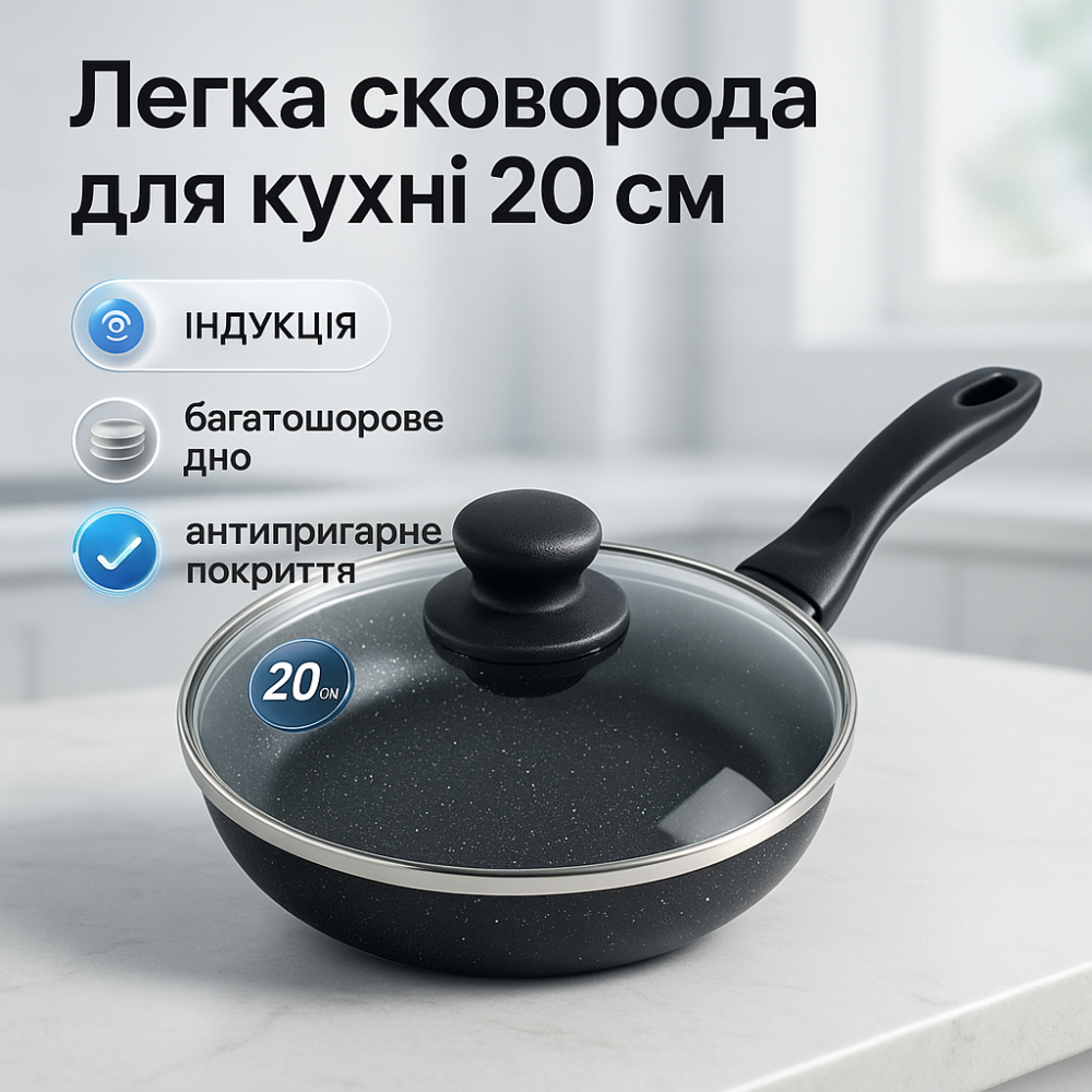 Оригинал сковорода с антипригарным покрытием, Сковорода для приготовления на любой плите RQ-61 Львов - изображение 11