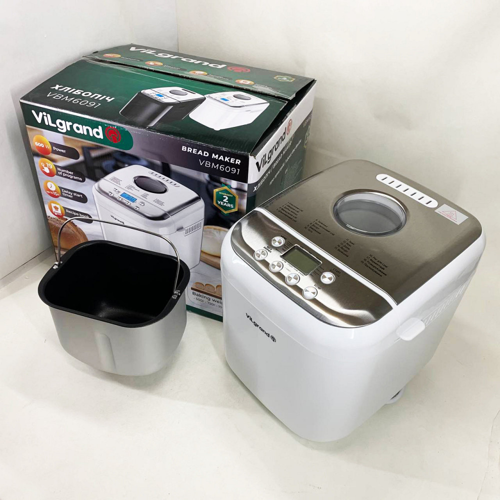 Настільна хлібопічка для дому ViLgrand VBM6091 600 Вт, 19 програм, Хлібопічка з РК-дисплеєм AJ-15 Київ - фото 6