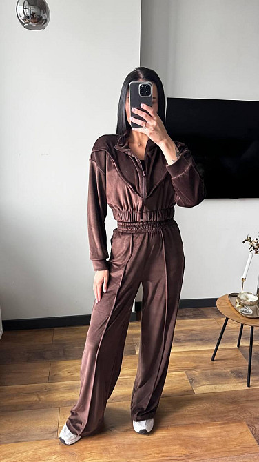 Женский плюшевый костюм тройка: кофта топ и штаны велюр Одесса - изображение 6