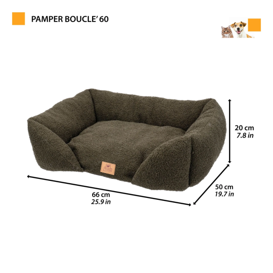 Лежак — диван для собак і кішок Ferplast Pamper Boucle (Ферпласт) 66х50х20 см — 60, Темно-зелений Запоріжжя