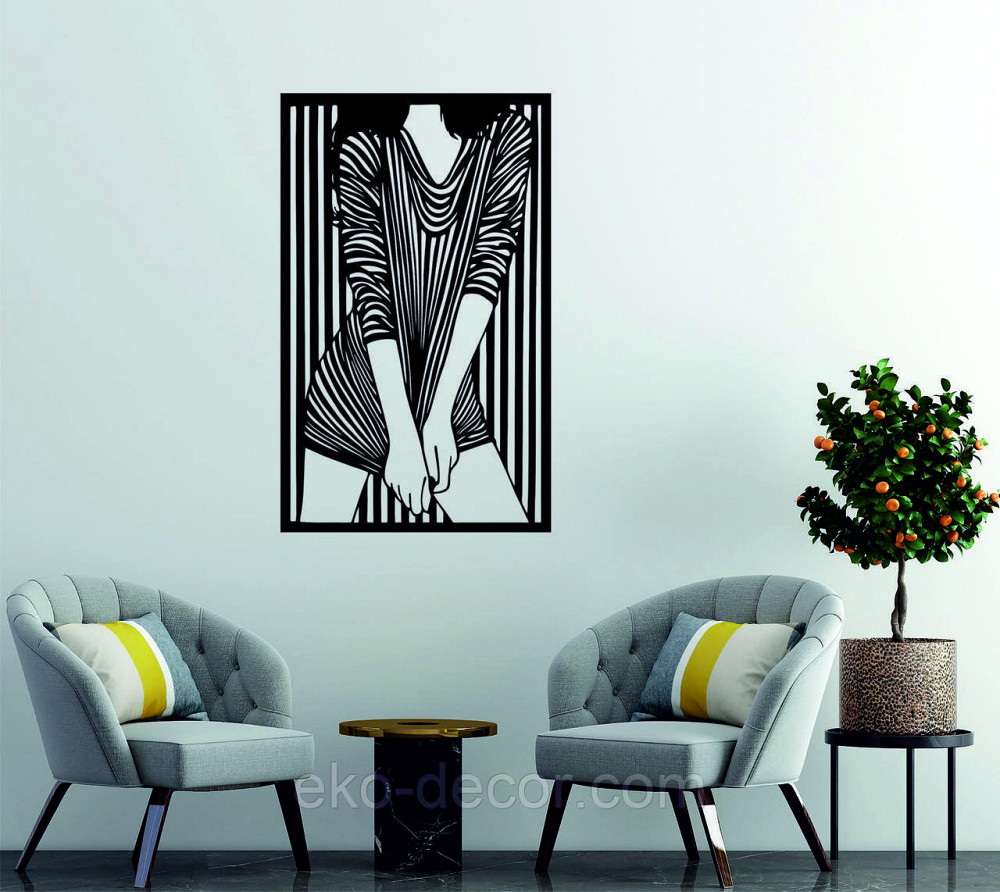 Декоративное настенное Панно «Девушка» Декор на стену 90*56 см, Черный Киев - изображение 3