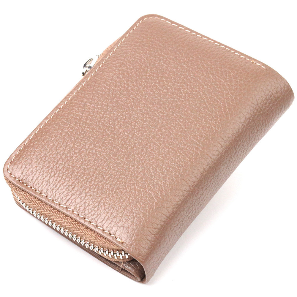Надежное вертикальное портмоне для женщин с монетницей на молнии из натуральной кожи флотар CANPELLINI 21606 Бежевое Киев - изображение 2