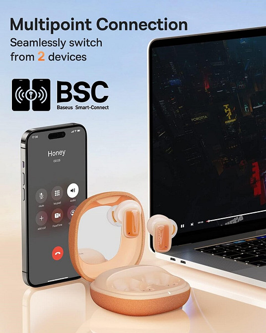 Бездротові навушники Baseus AirNora 2 True Wireless Earphones Gradient помаранчеві Львів - фото 5