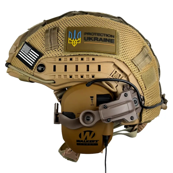 Комплект шлем Fast Helmet NIJ IIIA + наушники Walkers Razor Slim с чебурашкой + кавер Мультикам L Винница