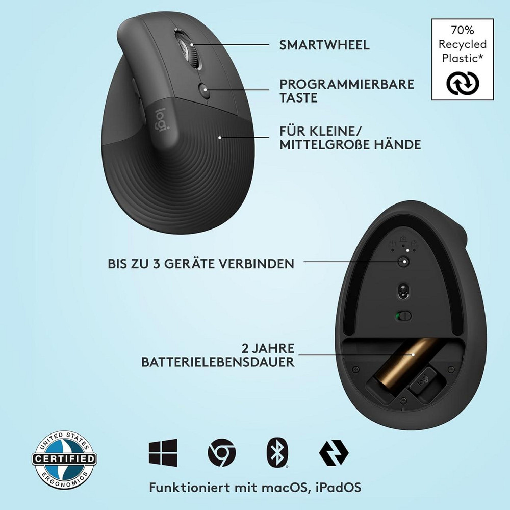 Мышь Logitech эргономичная вертикальная беспроводная Bluetooth тихая, компьютерная мышка качественная фирменная Киев - изображение 4