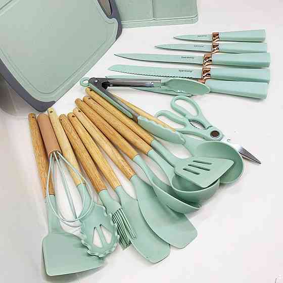 Силіконові аксесуари для кухні, Набір силіконових приладдя на підставці, Кухонний комплект з силікону VE-18 Львів