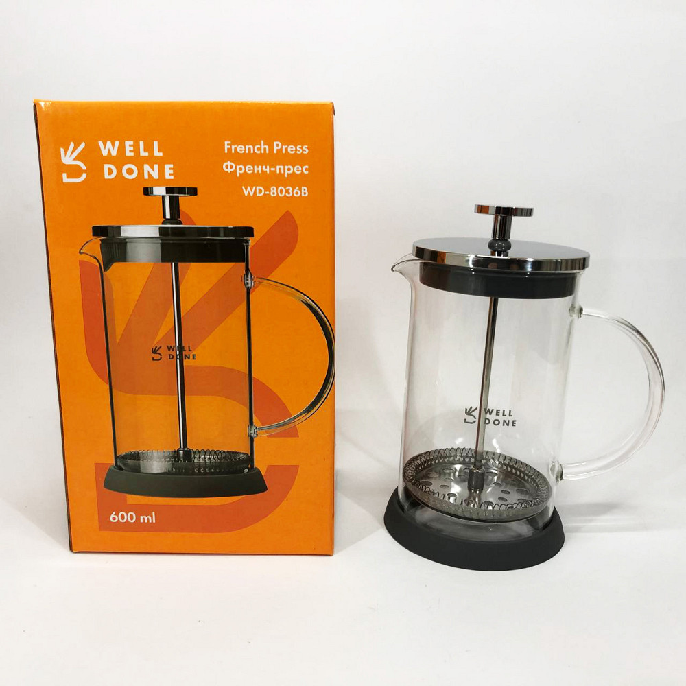 Френч-прес для заварювання трав, Простий френч-прес, Чайник заварювальний скляний якісний на кухню PL-76 Львів - фото 10