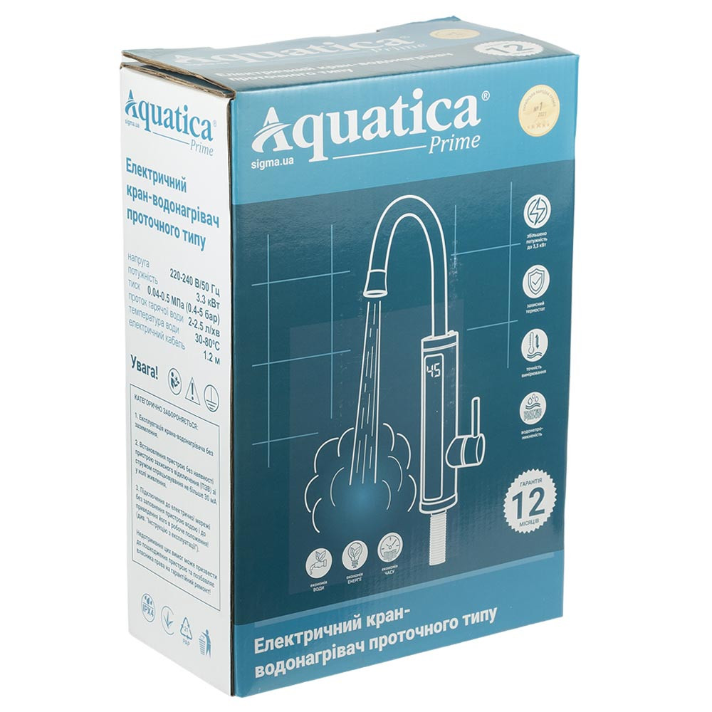 AQUATICA Кран-водонагреватель проточный s92 3.3кВт для кухни излив ухо на гайке с дисплеем и те Коломия - фото 6