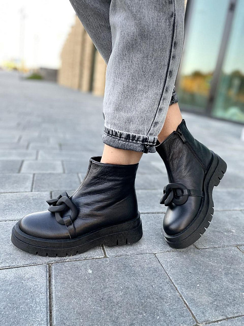 Женские черевики 032 черные натуральная кожа высота 14см подошва 3см размер 36-40 (4816) Коломыя - изображение 8