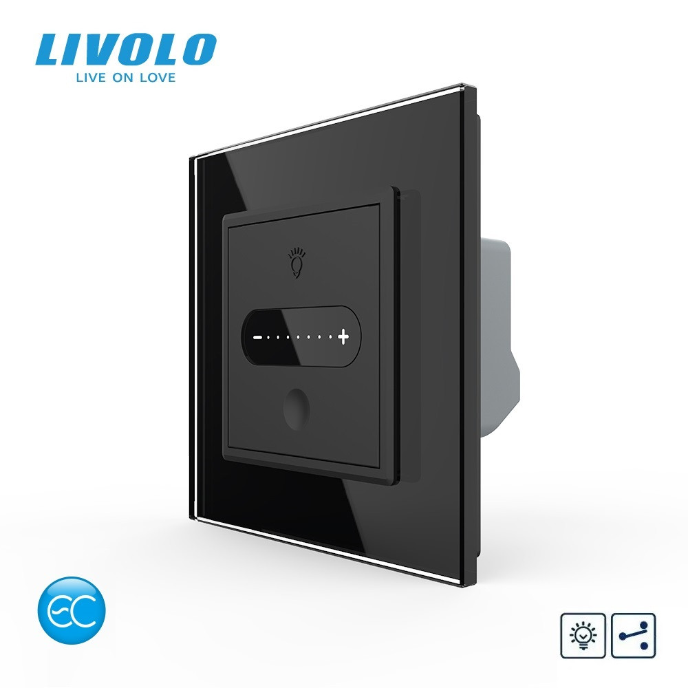 LIVOLO Розумний сенсорний прохідний/перехресний димер EC Livolo чорний (VL-C7FC1SDZ2-2BP) Коломия - фото 1