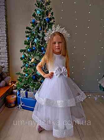 Детское нарядное белое платье Снежинка Барби-блеск Кривой Рог