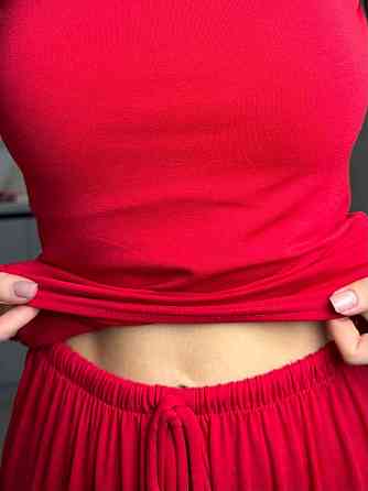 Жіночий базовий прогулянковий костюм, двойка турецький трикотаж віскоза Червоний, 46/48 Одеса