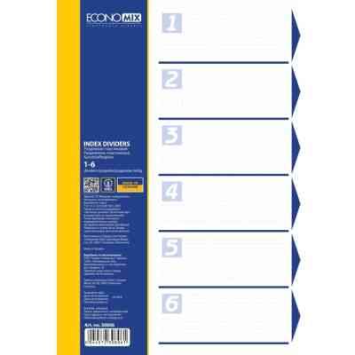 Роздільник сторінок Economix А4 пластик, 6 розділів, кольоровий (E30806) Вінниця