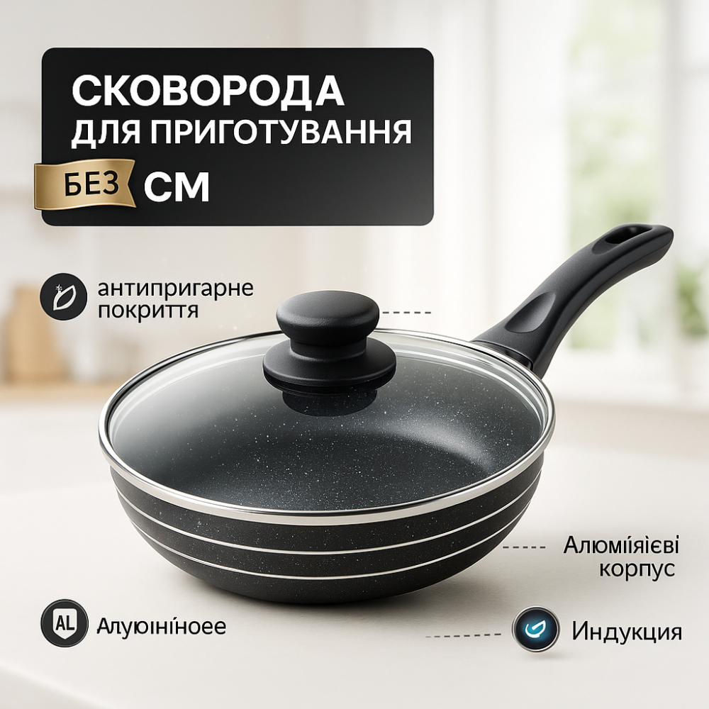 Надійна сковорода для дому UNIQUE, Сковороди з покриттям від пригорання, Якісна сковорода для дому YX-79 Львів - фото 8
