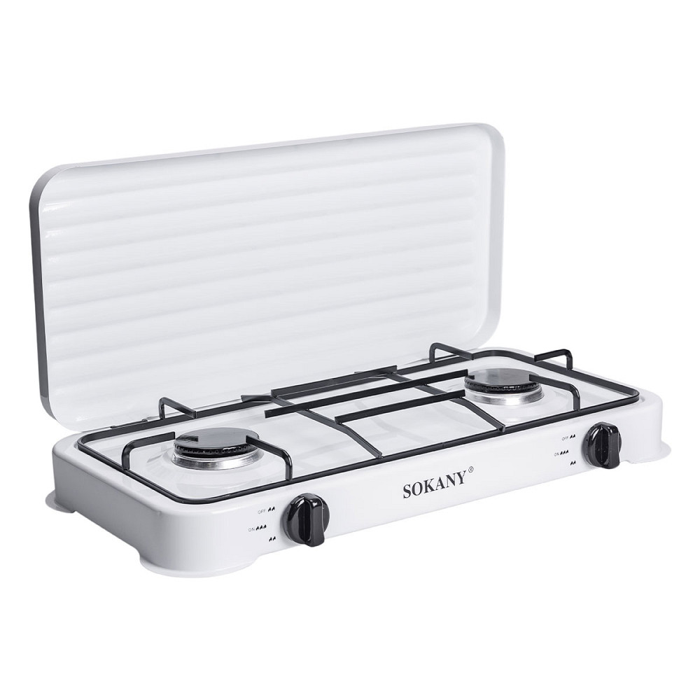 Настільна газова плита на 2 конфорки міні газова плита для балонного газу Біла Sokany SK-6002W Коломыя - изображение 9