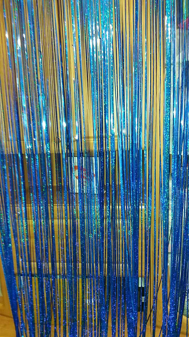 Фотозона штора дощик новорічний з голограмою 2 м на 1 м синій Київ - фото 7