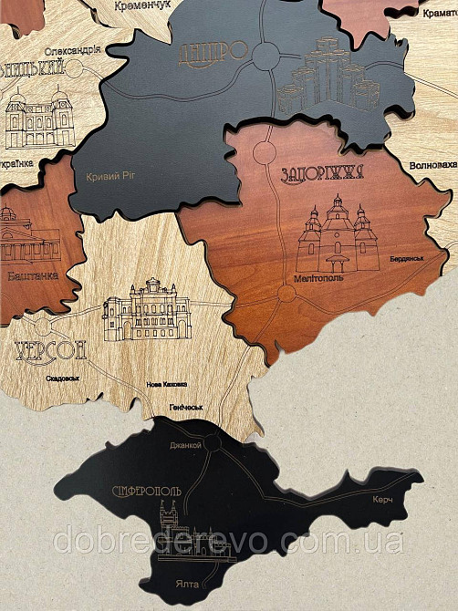 Дерев'яна карта України "Козацька" 100х700 Вижниця - фото 5