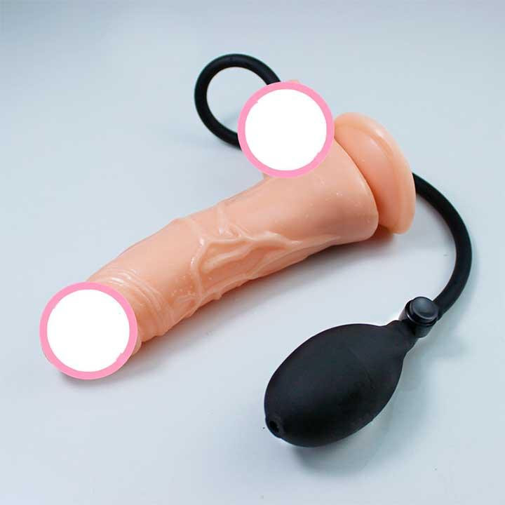 Надувний реалістичний фалоімітатор із грушею "Blow Me Up" - 19*4,2 см - Коричневий Вінниця - фото 2