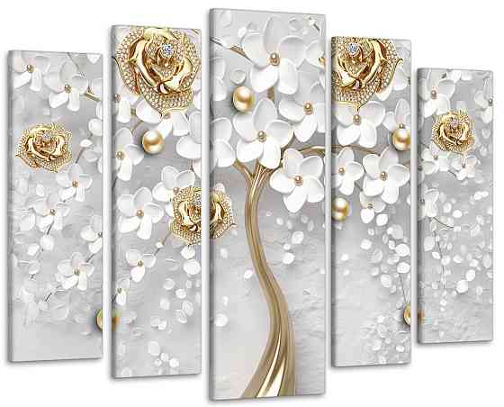 Модульна картина у вітальню / спальню Дерево з дорогоцінними каменями Art-414_5 ( 80х118см ) Київ