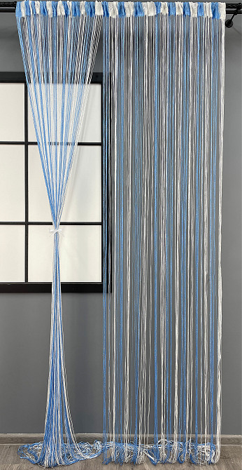 Шторы-нити с люрексом Голубой с белым 300х300см 1 шт (61-071) Киев - изображение 2