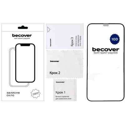 Стекло защитное BeCover Apple iPhone 12 10D Black (711324) Винница